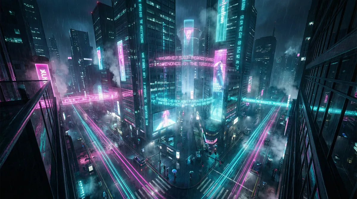 剑与远征远古封印 竖屏短剧平台首页背景 - 赛博朋克都市夜景